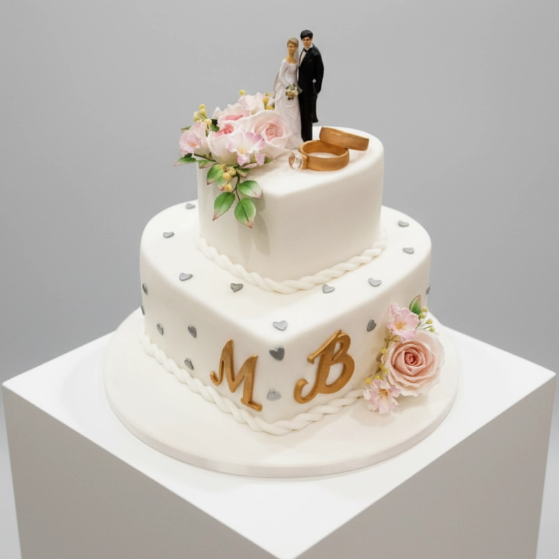 2 level Wedding Statuette Blonde Cake